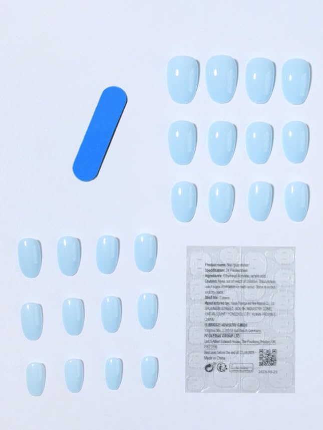 24-Piece Press-On Nails, Glossy Bright Red, False Nail Set, Luxury, Reusable (Light Pink - Almond)