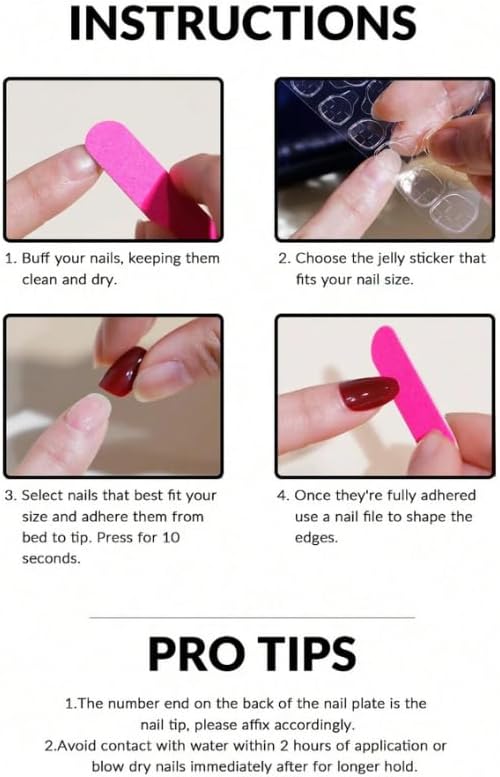 24-Piece Press-On Nails, Glossy Bright Red, False Nail Set, Luxury, Reusable (Light Pink - Almond)