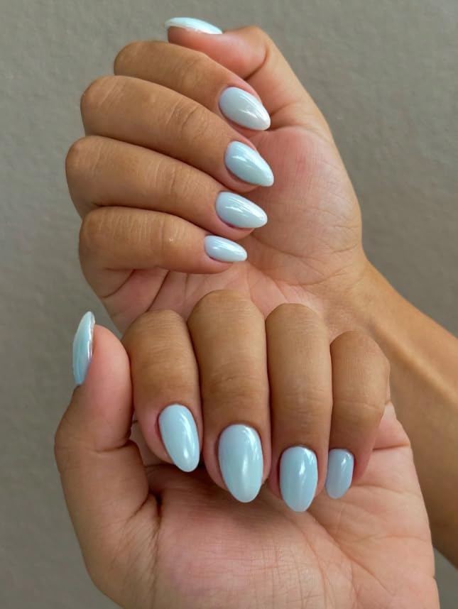 24-Piece Press-On Nails, Glossy Bright Red, False Nail Set, Luxury, Reusable (Light Pink - Almond)