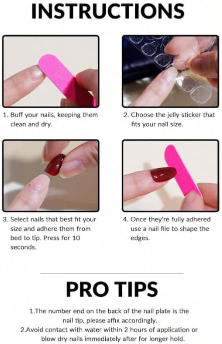 24-Piece Press-On Nails, Glossy Bright Red, False Nail Set, Luxury, Reusable (Light Pink - Almond)