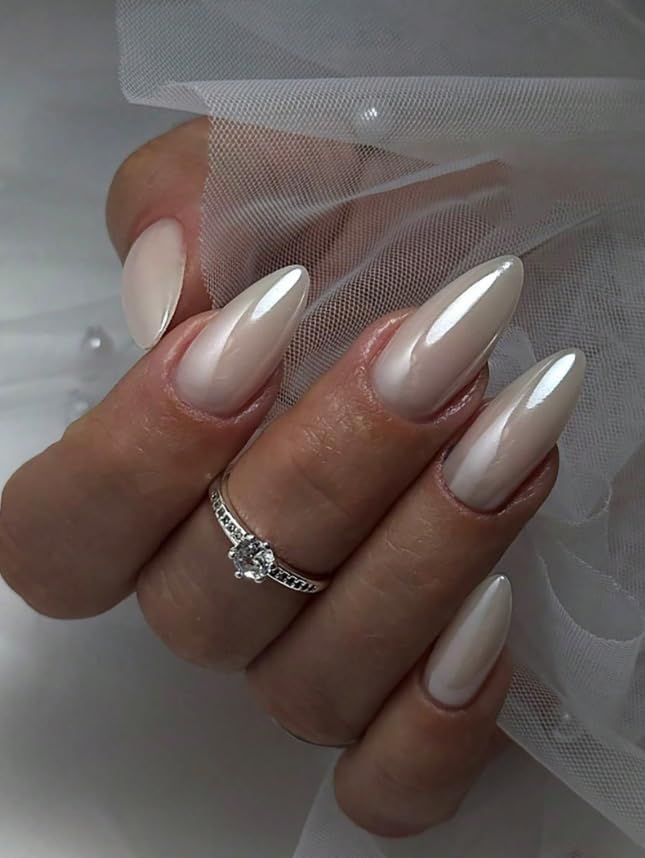 24-Piece Press-On Nails, Glossy Bright Red, False Nail Set, Luxury, Reusable (Light Pink - Almond)