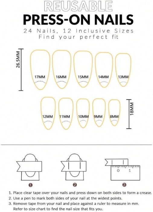 24-Piece Press-On Nails, Glossy Bright Red, False Nail Set, Luxury, Reusable (Light Pink - Almond)