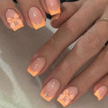 24 Piece Square Peach Press on Nails