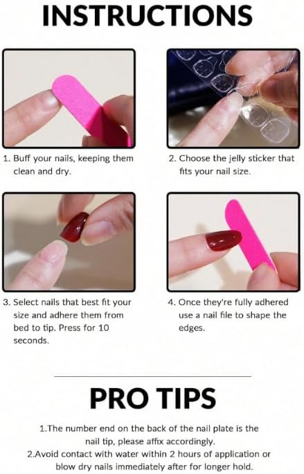 24-Piece Press-On Nails, Glossy Bright Red, False Nail Set, Luxury, Reusable (Light Pink - Almond)