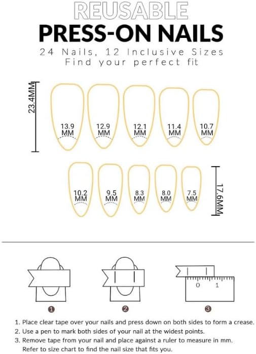 24-Piece Press-On Nails, Glossy Bright Red, False Nail Set, Luxury, Reusable (Light Pink - Almond)