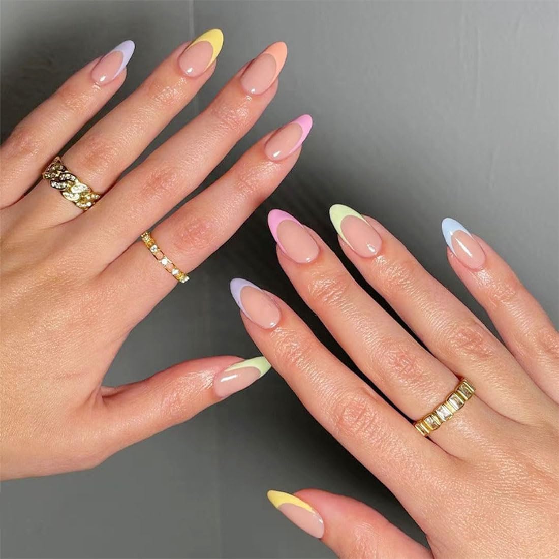 Rainbow French Tip Press on Nails