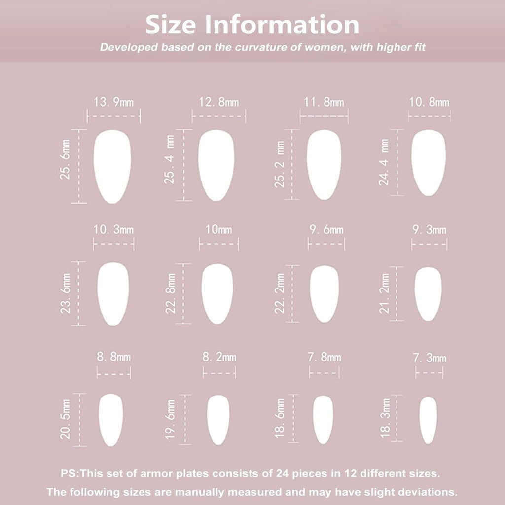 24PCS French Tip Almond Press on Nails,Medium Y2K Metal False Nails,Cool Figure Coffin Fake Nails,Glossy and Full Cover Acrylic Nails for Women