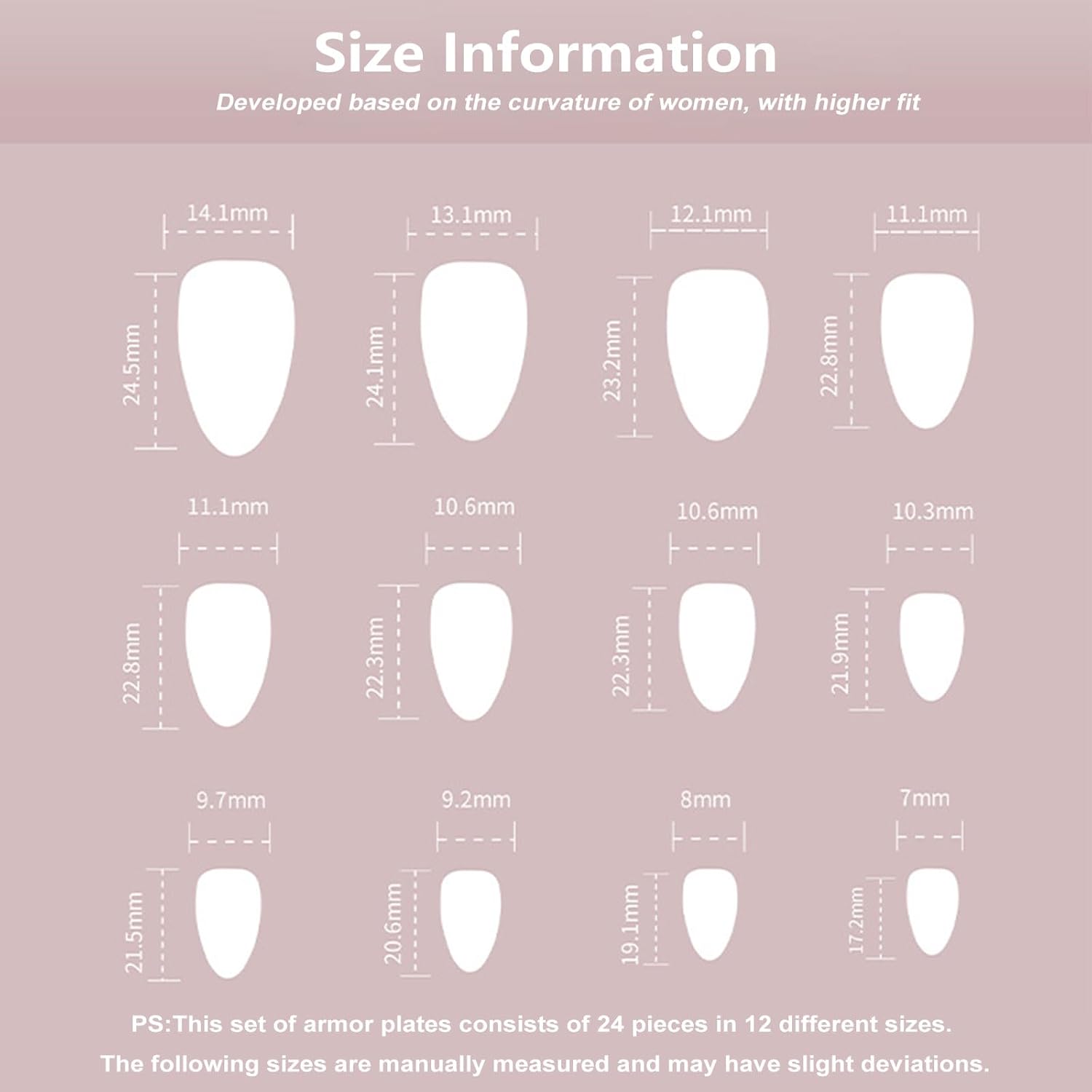 24PCS French Tip Almond Press on Nails,Medium Y2K Metal False Nails,Cool Figure Coffin Fake Nails,Glossy and Full Cover Acrylic Nails for Women