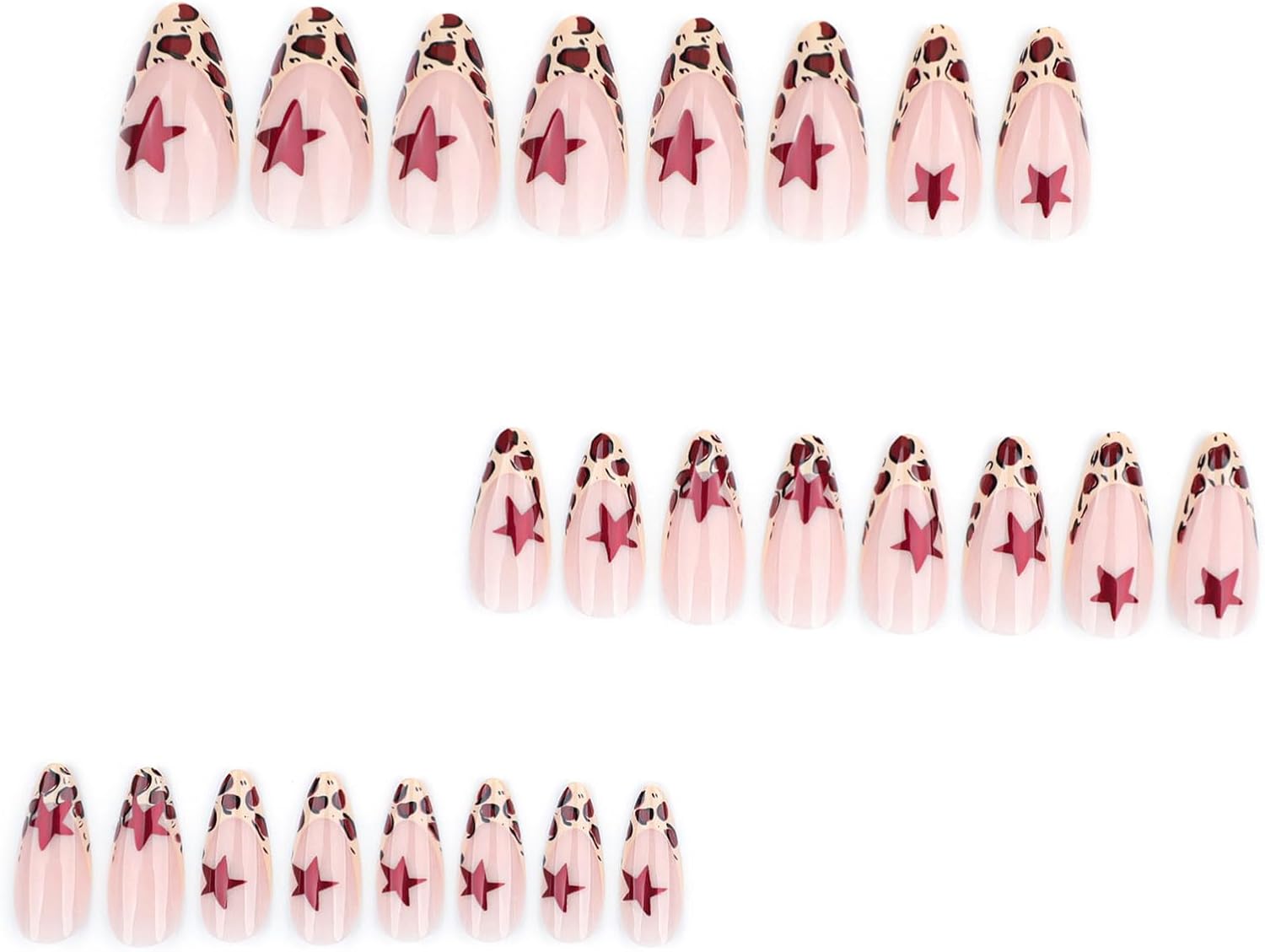 24PCS French Tip Almond Press on Nails,Medium Y2K Metal False Nails,Cool Figure Coffin Fake Nails,Glossy and Full Cover Acrylic Nails for Women